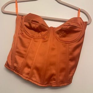 Satin Paneled Corset Crop Top